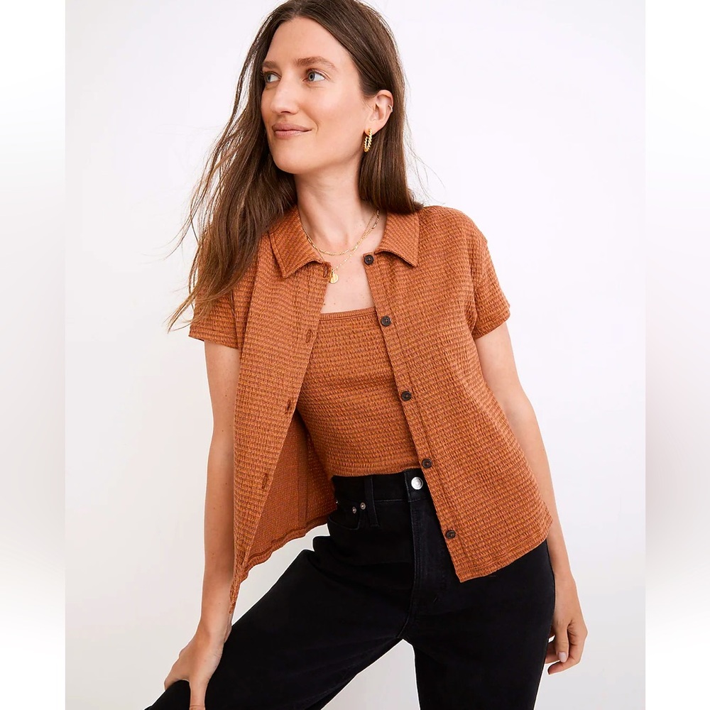 Madewell Knit Textured Button Front Shirt Size S